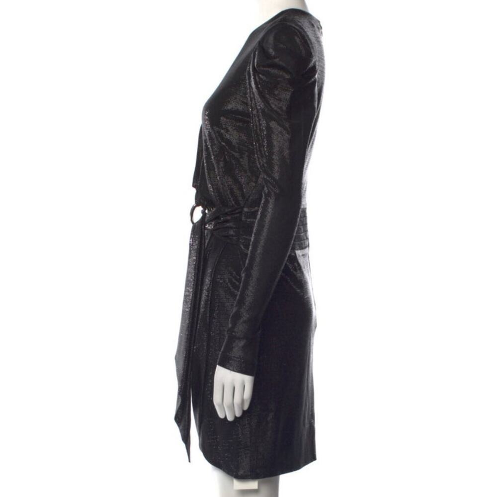 Jonathan Simkhai Black Metallic Slinky V Neck Belted Wrap Dress S $575 - Picture 7 of 12